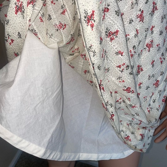 Guess brand dress ditsy floral white pink fit & Flare side zip up lined SZ SM - Picture 5 of 12